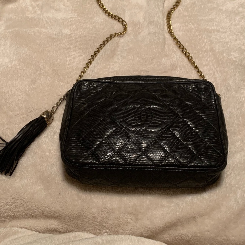 Chanel Caviar Pattern Camera Case Black - Vintage… - image 1